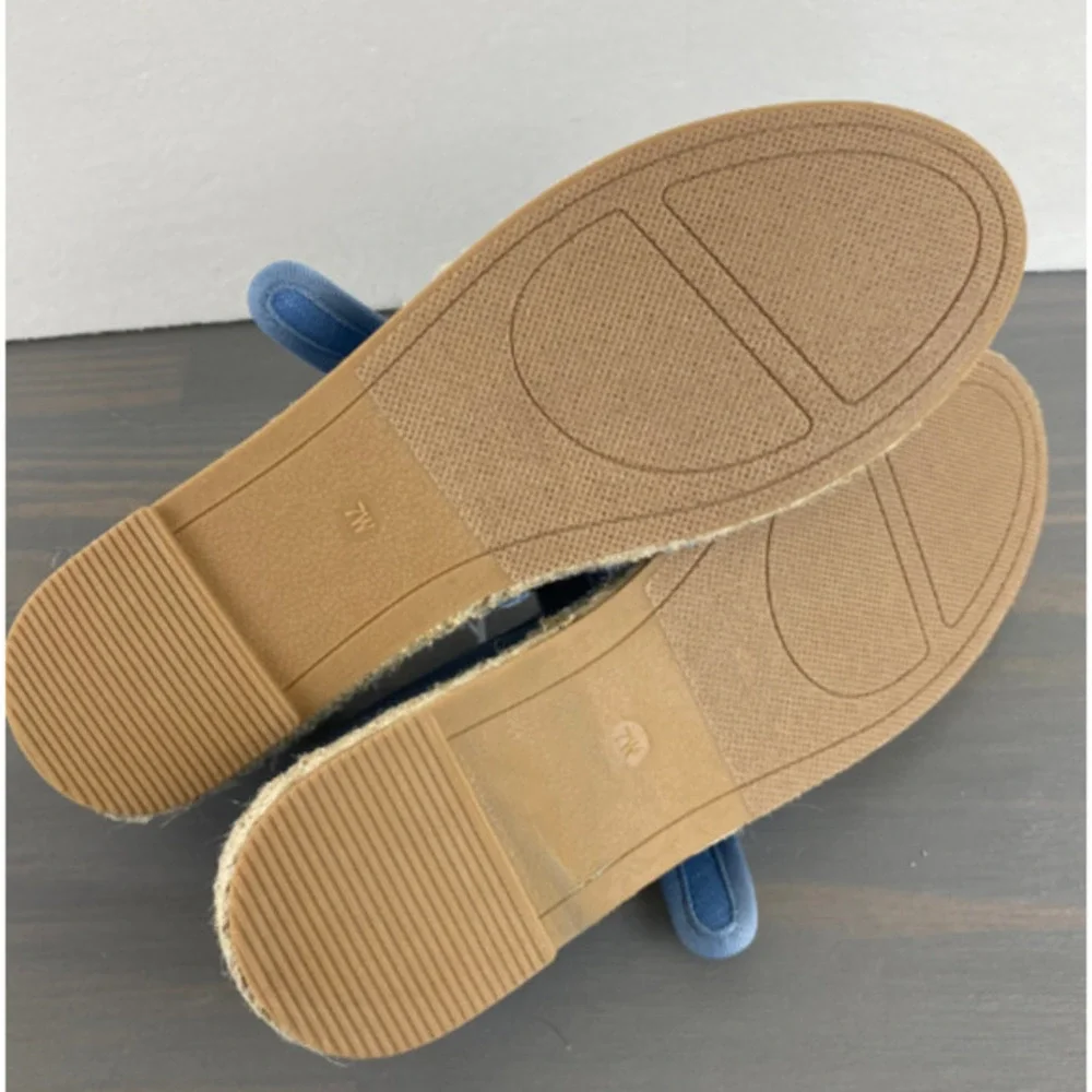 CL by Laundry Espadrille Mary Jane‎ Ballet Flats Women 7W-7.5W Blue Denim Boho